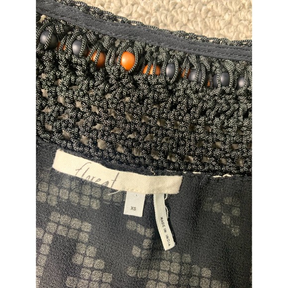 Anthropologie Floreat Womens Dress XS Black Geometric Beaded Fringe Abelia Boho - Picture 11 of 14